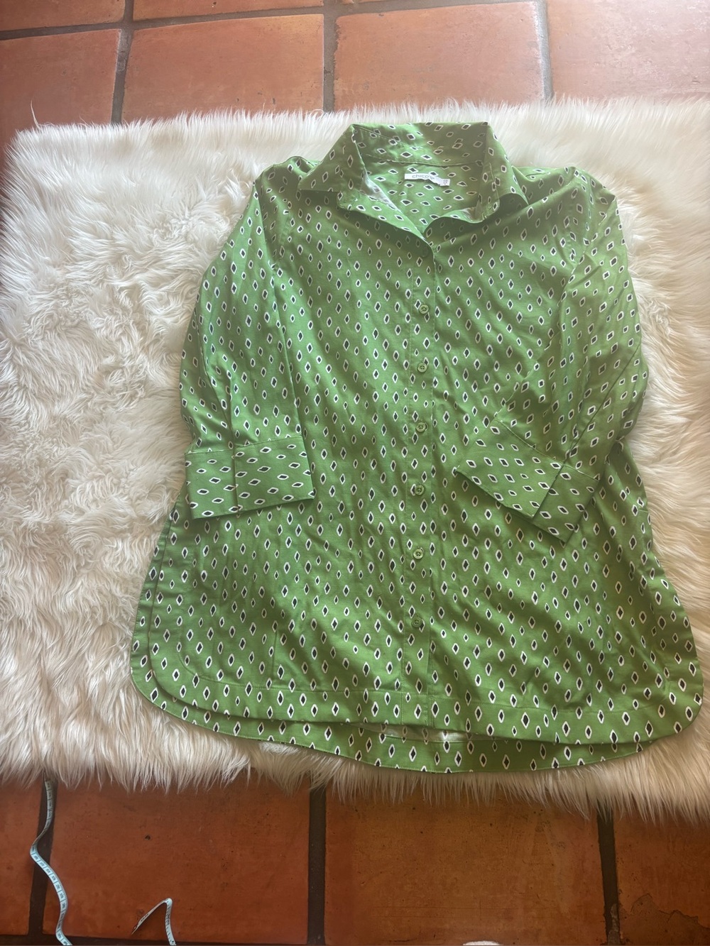 Chico's Green Printed Button-Down Shirt